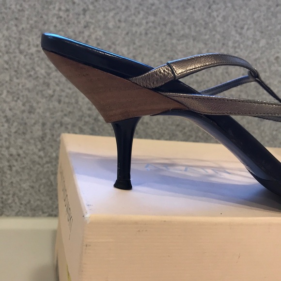 Alain Tondowski Paris kitten heels metallic strap - Picture 2 of 6